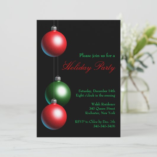 Uitnodiging voor feestdag in Midnight Black (Staand voorkant)