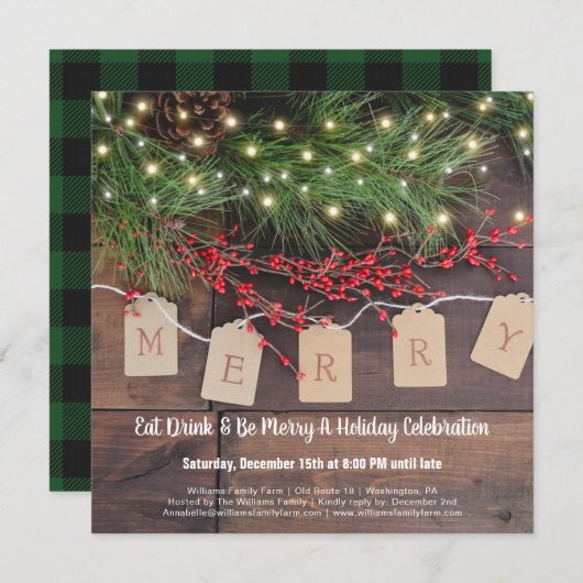 Uitnodiging voor feestdag in Roustisch kerstland (Voorkant / Achterkant)