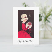 Uitnodiging voor feestdag in Tea (Staand voorkant)