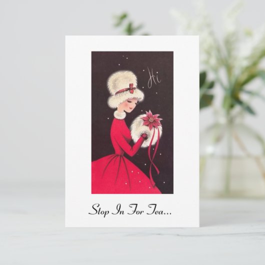 Uitnodiging voor feestdag in Tea (Staand voorkant)
