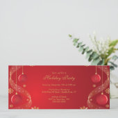 Uitnodiging voor feestdag: legant rood en goud (Staand voorkant)