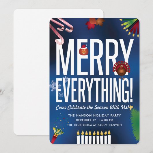 Uitnodiging voor feestdag *Merry Alles* (Voorkant / Achterkant)