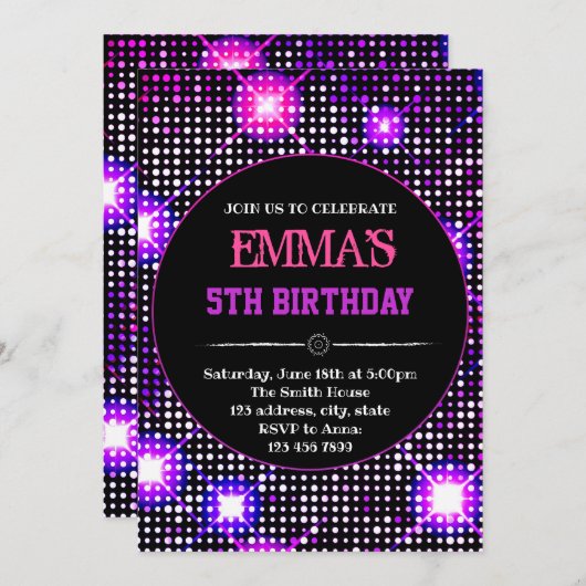 Uitnodiging voor feestdag op dansfeest (Voorkant / Achterkant)