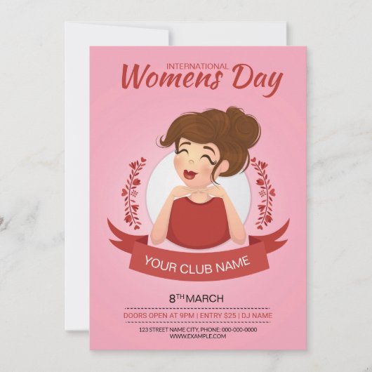 Uitnodiging voor feestdag op de dag van de vrouw (Voorkant)