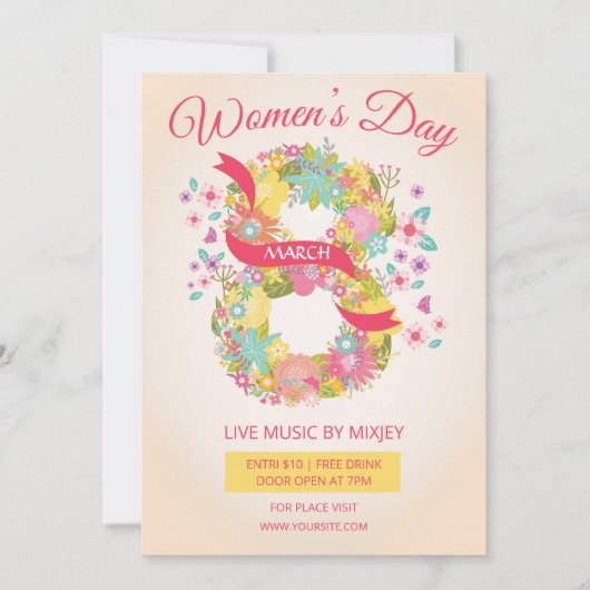 Uitnodiging voor feestdag op de dag van de vrouw (Voorkant)