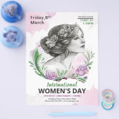 Uitnodiging voor feestdag op de dag van de vrouw flyer (Enkel)