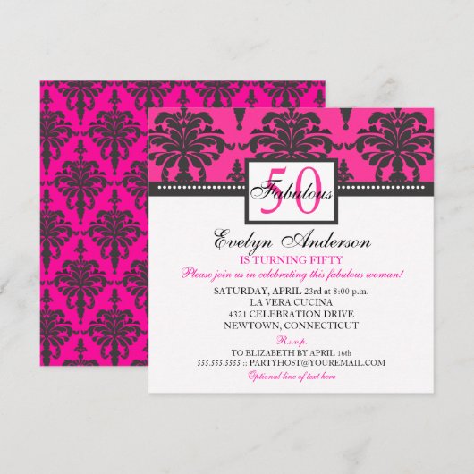 Uitnodiging voor feestdag van de Fabulous & Elegan (Voorkant / Achterkant)