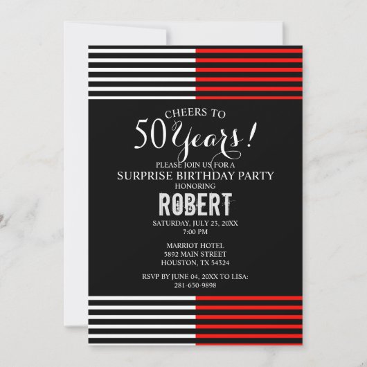 Uitnodiging voor feestdag van de zwarte en rode ve (Voorkant)