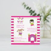 Uitnodiging voor feestdag van het stuitende meisje (Staand voorkant)