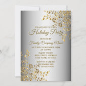 Uitnodiging voor Feestdagen met kerstgouden bloeme (Voorkant)