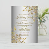 Uitnodiging voor Feestdagen met kerstgouden bloeme (Staand voorkant)