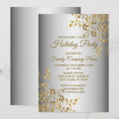 Uitnodiging voor Feestdagen met kerstgouden bloeme (Voorkant / Achterkant)