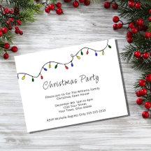 Uitnodiging voor feestdagen met kerstlampjes om de