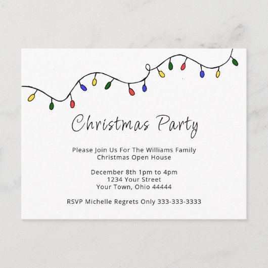 Uitnodiging voor feestdagen met kerstlampjes om de (Voorkant)