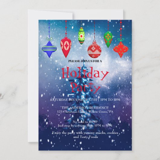 Uitnodiging voor feestdagen met kerstversiering (Voorkant)