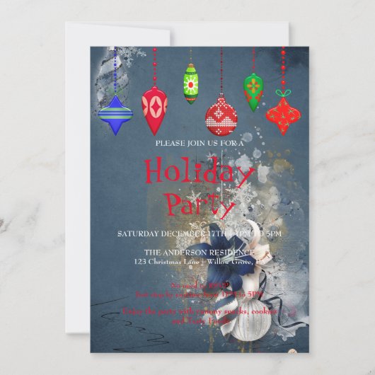 Uitnodiging voor feestdagen met kerstversiering (Voorkant)