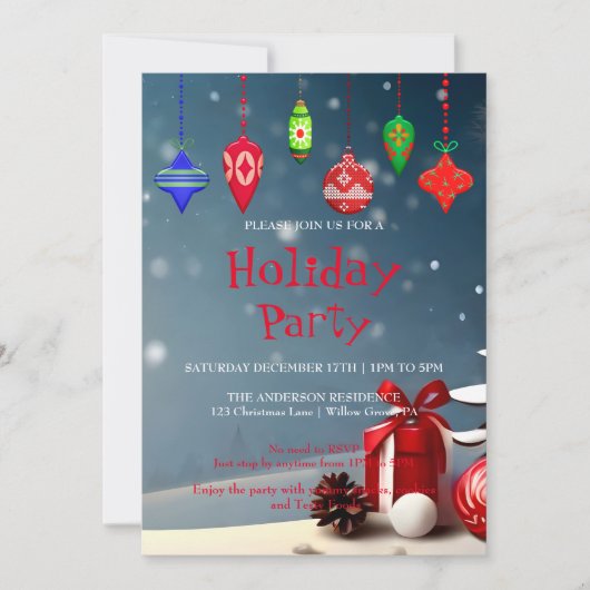 Uitnodiging voor feestdagen met kerstversiering (Voorkant)