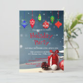 Uitnodiging voor feestdagen met kerstversiering (Staand voorkant)