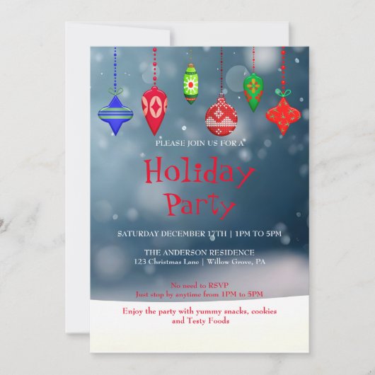 Uitnodiging voor feestdagen met kerstversiering (Voorkant)