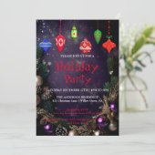 Uitnodiging voor feestdagen met kerstversiering (Staand voorkant)