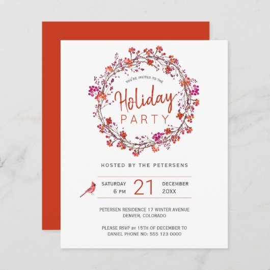 Uitnodiging voor feestdagen met kerstwintervakanti (Voorkant / Achterkant)