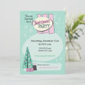 Uitnodiging voor  feestdagen met Retro-kerstfeest (Staand voorkant)