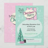 Uitnodiging voor  feestdagen met Retro-kerstfeest (Voorkant / Achterkant)
