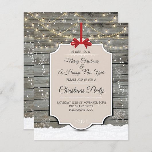 Uitnodiging voor feestdagen tijdens winterwinter (Voorkant / Achterkant)