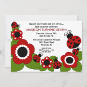 Uitnodiging voor feestdagen voor bloem en ladybugs (Voorkant)