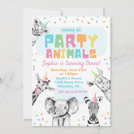 Uitnodiging voor feestdagen voor dieren | Partijdi (Voorkant)