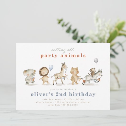 Uitnodiging voor feestdagen voor dieren | Partijdi (Staand voorkant)