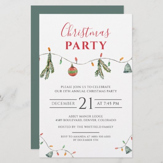 Uitnodiging voor feestdagen voor kerstfeestdagen briefpapier (Voorkant / Achterkant)