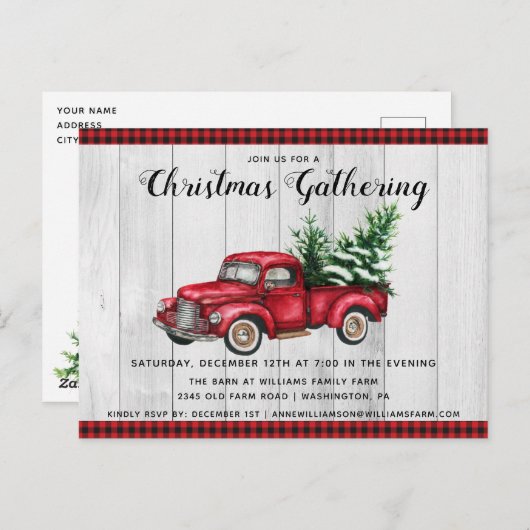 Uitnodiging voor  feestdagen voor Vrachtwagen (Voorkant / Achterkant)