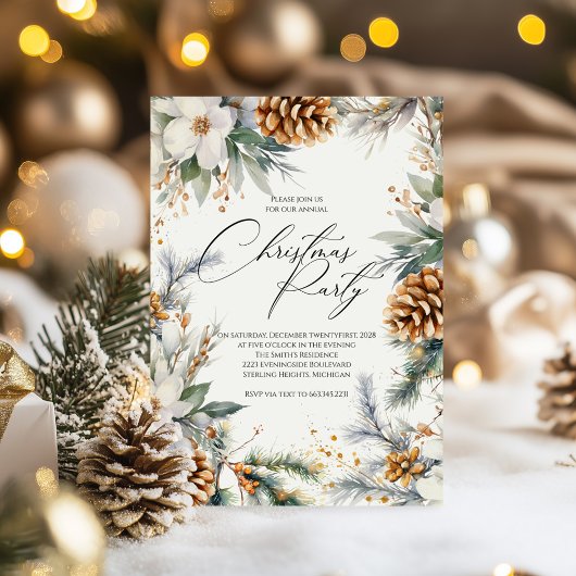 Uitnodiging voor feestelijk kerstfeest | Waterverf