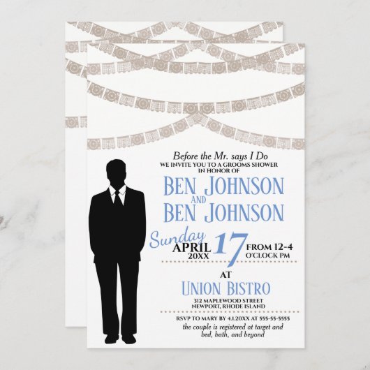 Uitnodiging voor feestelijke bruidegom bruisfeest (Voorkant / Achterkant)