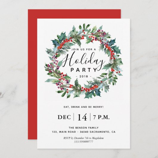 Uitnodiging voor feestelijke feest (Voorkant / Achterkant)