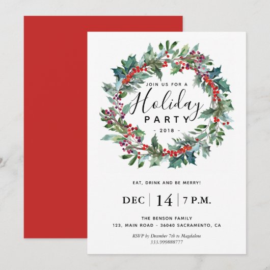 Uitnodiging voor feestelijke feestdagen (Voorkant / Achterkant)