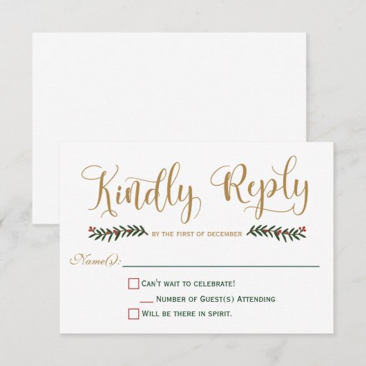 Uitnodiging voor feestelijke feestdagen Kerst Huwe (Voorkant / Achterkant)