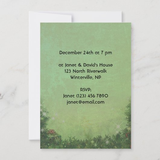 Uitnodiging voor feestelijke kerst (Achterkant)