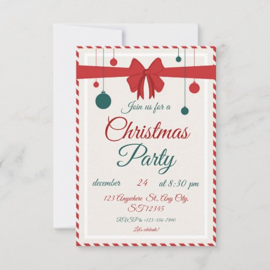 Uitnodiging voor feestelijke kerstborrel met bewer (Voorkant)