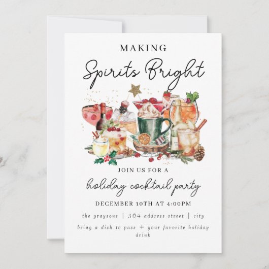 Uitnodiging voor feestelijke kerstborrel | Vrolijk (Voorkant)