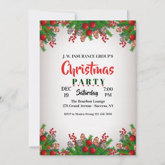 Uitnodiging voor feestelijke kerstfeest (Voorkant)