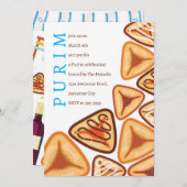 Uitnodiging voor Feestelijke Purim Hamentashen (Voorkant / Achterkant)