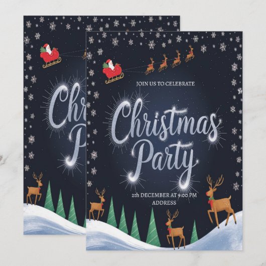 Uitnodiging voor feestelijke Sinterklaas Kerstfees (Voorkant / Achterkant)