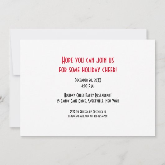 Uitnodiging voor feestelijke vakantieparty, JOY ro (Achterkant)