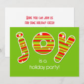 Uitnodiging voor feestelijke vakantieparty, JOY ro (Voorkant / Achterkant)