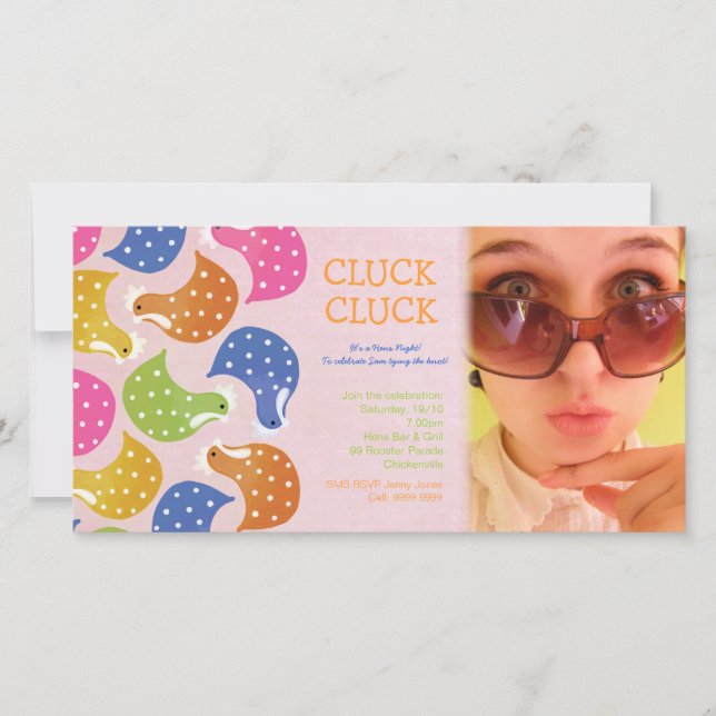 Uitnodiging voor feestfoto's van Hens Night vrijge (Voorkant)