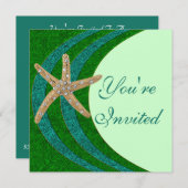 Uitnodiging voor feestje met Jeweled Starfish (Voorkant / Achterkant)