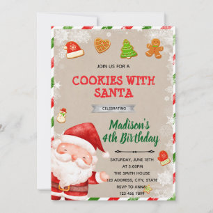 Uitnodiging voor feestje met Kerstman en koekjes