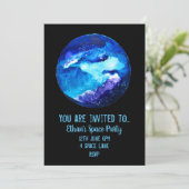 Uitnodiging voor feestje met Kid's Space thema (Staand voorkant)